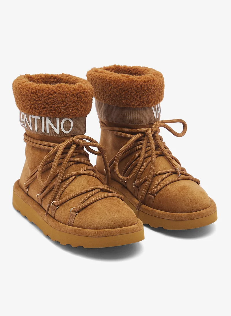 VALENTINO BY MARIO VALENTINO  Fur Detail Logo Ankle Snow Boots for Women | Best Price UAE